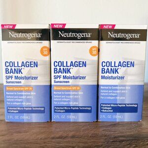 Lot of 3 Neutrogena Collagen Bank Daily Face Moisturizer & SPF 30 Moisturizer
